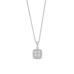 0.10 CT. T.W. Cushion-Shaped Multi-Diamond Frame Pendant in Sterling Silver