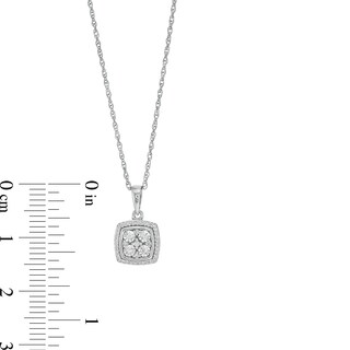 0.10 CT. T.W. Cushion-Shaped Multi-Diamond Frame Pendant in Sterling Silver