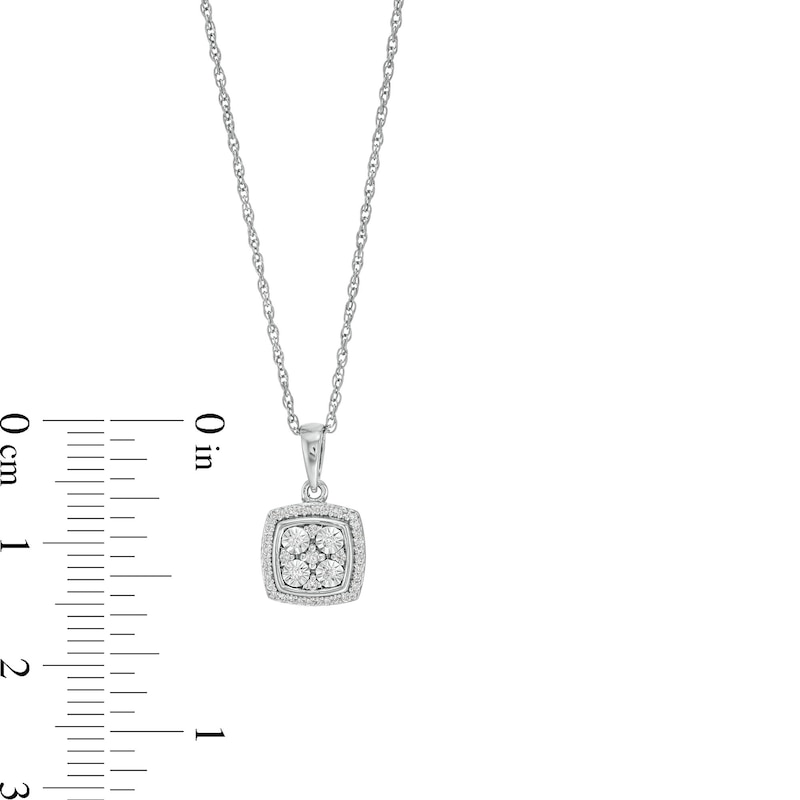 0.10 CT. T.W. Cushion-Shaped Multi-Diamond Frame Pendant in Sterling Silver