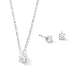 0.50 CT. T.W. Certified Lab-Created Diamond Solitaire Pendant and Stud Earrings Set in Sterling Silver (F/SI2) - 19&quot;