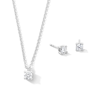 0.50 CT. T.W. Certified Lab-Created Diamond Solitaire Pendant and Stud Earrings Set in Sterling Silver (F/SI2) - 19"