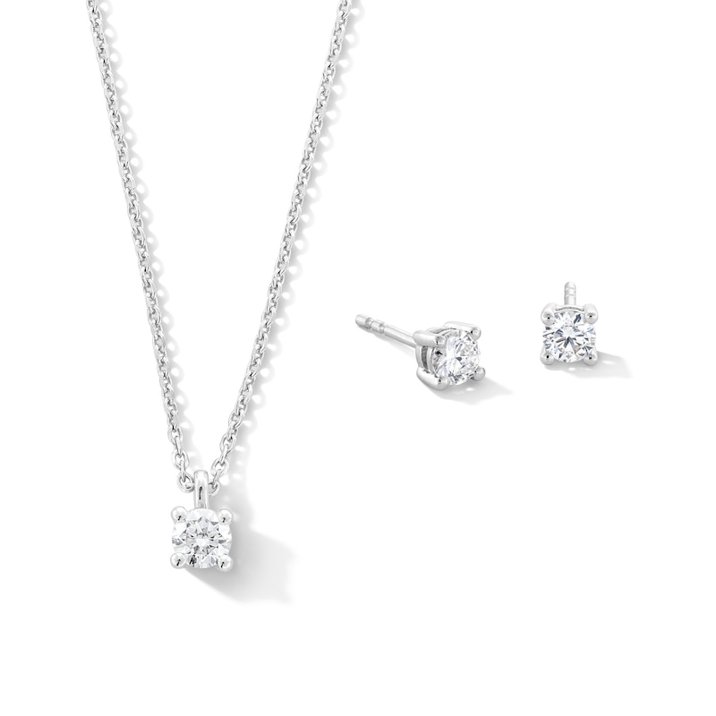 Main Image 1 of 0.50 CT. T.W. Certified Lab-Created Diamond Solitaire Pendant and Stud Earrings Set in Sterling Silver (F/SI2) - 19&quot;