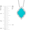 Thumbnail Image 3 of Enchanted Disney Jasmine Turquoise and 0.115 CT. T.W. Diamond Quatrefoil Frame Necklace in Sterling Silver