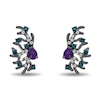 Enchanted Disney Villains Ursula Amethyst, Blue Topaz and 0.085 CT. T.W. Diamond Coral Stud Earrings in Sterling Silver