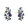 Enchanted Disney Villains Ursula Amethyst, Blue Topaz and 0.085 CT. T.W. Diamond Coral Stud Earrings in Sterling Silver