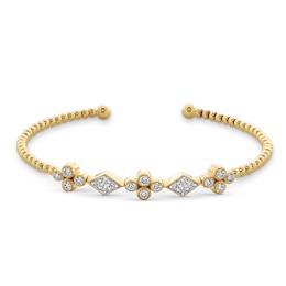 0.70 CT. T.W. Certified Lab-Created Diamond Art Deco Vintage-Style Open Bangle in 18K Gold (F/SI2) - 6.5&quot;