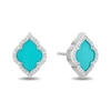 Enchanted Disney Jasmine Turquoise and 0.145 CT. T.W. Diamond Quatrefoil Frame Stud Earrings in Sterling Silver