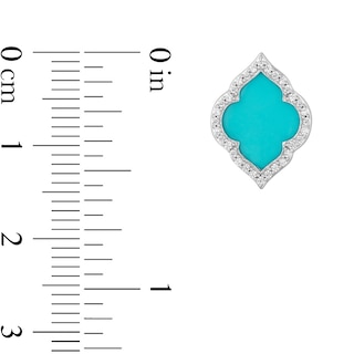 Enchanted Disney Jasmine Turquoise and 0.145 CT. T.W. Diamond Quatrefoil Frame Stud Earrings in Sterling Silver