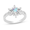 Thumbnail Image 1 of Enchanted Disney Elsa Lab-Created Opal and 0.145 CT. T.W. Diamond Collar Snowflake Ring in Sterling Silver