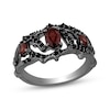 Thumbnail Image 1 of Enchanted Disney Villains Evil Queen Garnet and 0.23 CT. T.W. Black Diamond Open Vine Ring in Sterling Silver