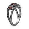 Enchanted Disney Villains Evil Queen Garnet and 0.23 CT. T.W. Black Diamond Open Vine Ring in Sterling Silver