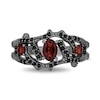 Enchanted Disney Villains Evil Queen Garnet and 0.23 CT. T.W. Black Diamond Open Vine Ring in Sterling Silver