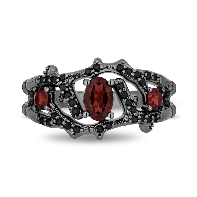 Main Image 4 of Enchanted Disney Villains Evil Queen Garnet and 0.23 CT. T.W. Black Diamond Open Vine Ring in Sterling Silver