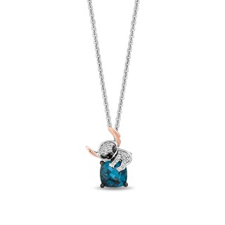 Disney Treasures Lilo & Stitch London Blue Topaz and 0.04 CT. T.W. Diamond Pendant in Sterling Silver and 10K Rose Gold