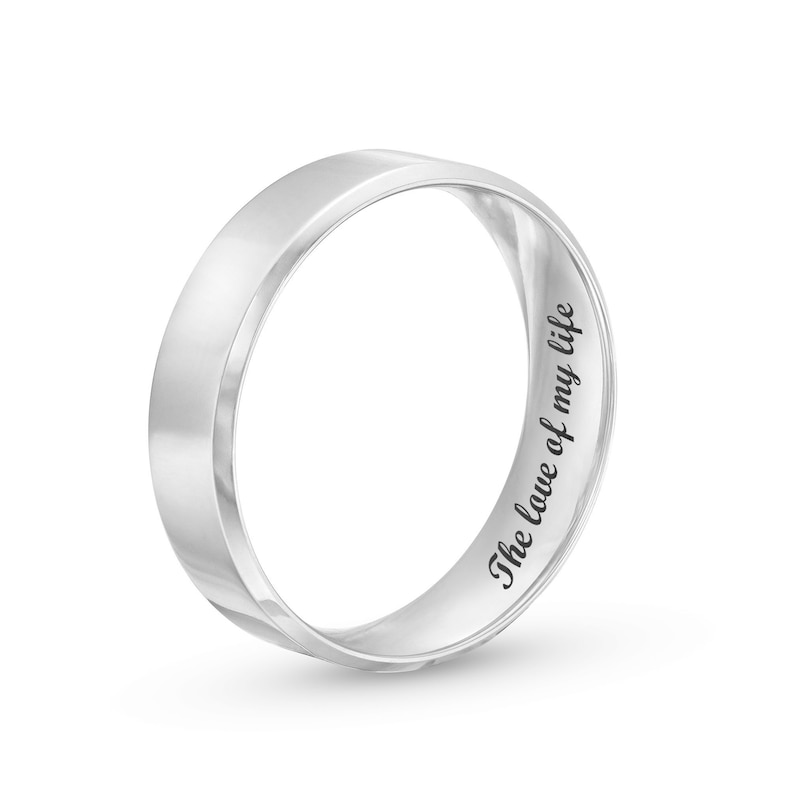 Men's 6.0mm Engravable Wedding Band in Platinum (1 Line)