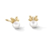 Thumbnail Image 1 of Child’s 4.0mm Freshwater Cultured Pearl and Cubic Zirconia Reindeer Stud Earrings in 10K Gold