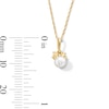 Child’s 4.0mm Freshwater Cultured Pearl and Cubic Zirconia Reindeer Pendant in 10K Gold - 13”