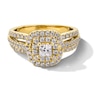 Princess-Cut Canadian Certified Centre Diamond 1.00 CT. T.W. Double Frame Engagement Ring in 10K Gold (I/I1)