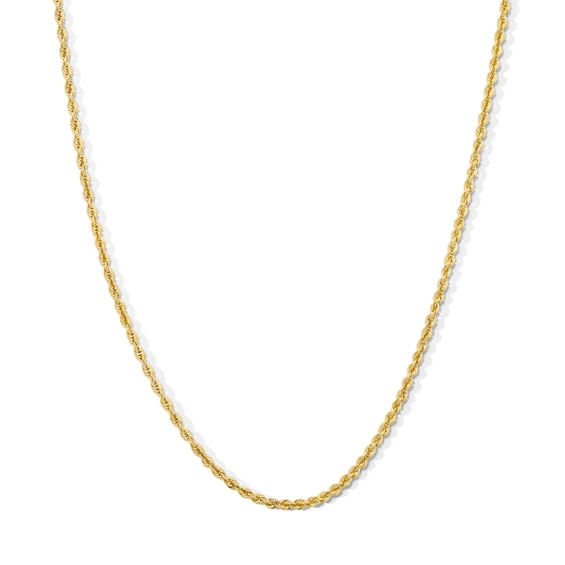 2.3mm Glitter Rope Chain Necklace in Hollow 10K Gold - 20”