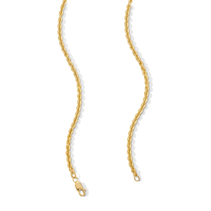 2.3mm Glitter Rope Chain Necklace in Hollow 10K Gold - 20”