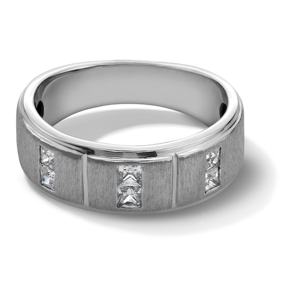 0.50 CT. T.W. Square-Cut Diamond Duo Anniversary Band in Sterling Silver