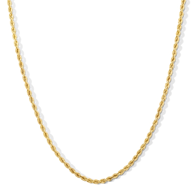 3.0mm Glitter Rope Chain Necklace in Hollow 10K Gold - 24”