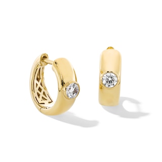 0.40 CT. T.W. Canadian Certified Diamond Bezel-Set Solitaire Hoop Earrings in 14K Gold (I/I2)