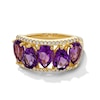 Thumbnail Image 1 of Pear-Shaped Amethyst and 0.18 CT. T.W. Diamond Edge Five Stone Ring in 10K Gold