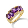 Pear-Shaped Amethyst and 0.18 CT. T.W. Diamond Edge Five Stone Ring in 10K Gold