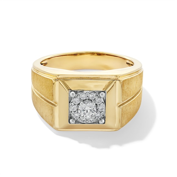 0.33 CT. T.W. Canadian Certified Diamond Frame Square-Top Ring in 14K Gold (I/I2)