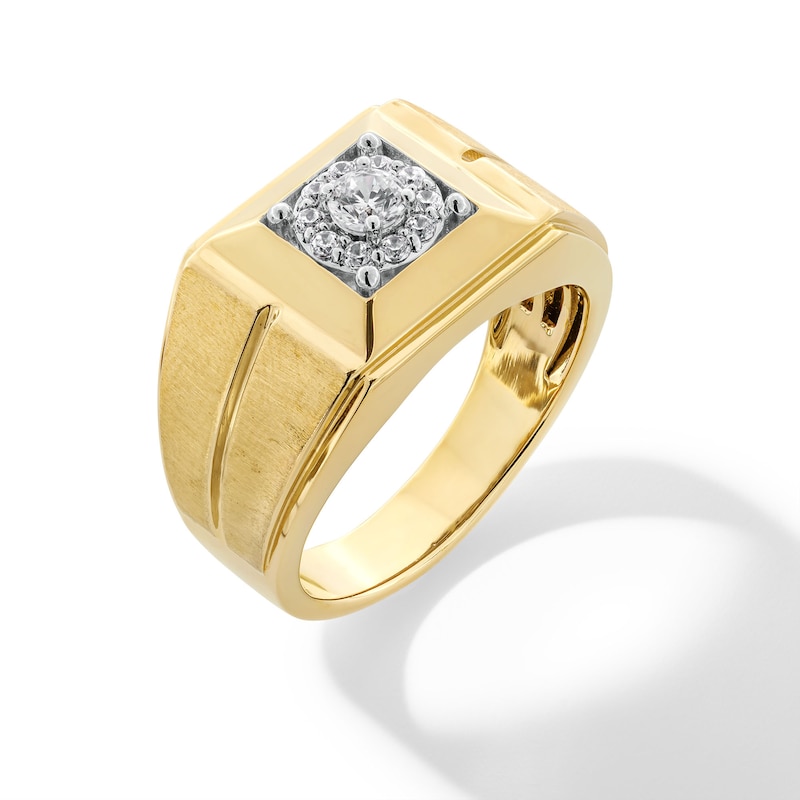 0.33 CT. T.W. Canadian Certified Diamond Frame Square-Top Ring in 14K Gold (I/I2)