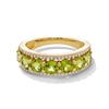 4.0mm Peridot and 0.145 CT. T.W. Diamond Edge Seven Stone Ring in 10K Gold