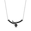 Thumbnail Image 1 of Enchanted Disney Villains Jafar Pear-Shaped Onyx and 0.14 CT. T.W. Black Diamond Swords Necklace in Sterling Silver