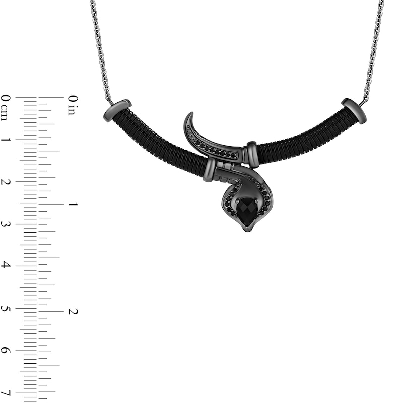 Main Image 3 of Enchanted Disney Villains Jafar Pear-Shaped Onyx and 0.14 CT. T.W. Black Diamond Swords Necklace in Sterling Silver