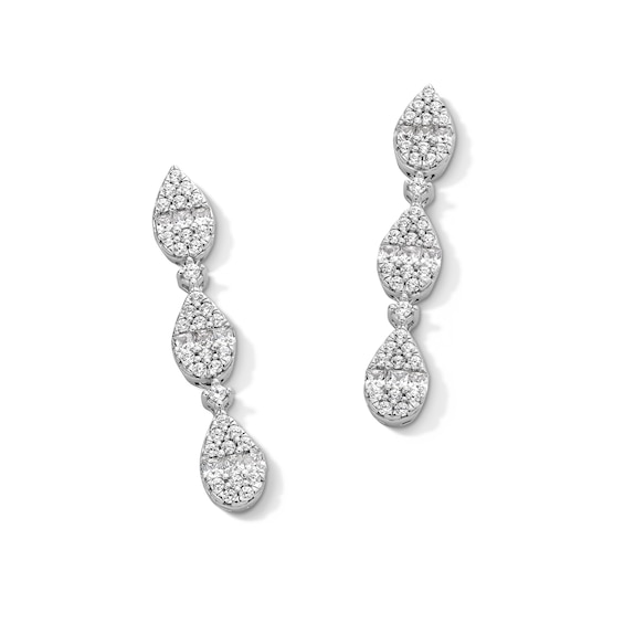 0.50 CT. T.W. Pear-Shaped Multi-Diamond Linear Drop Earrings in Sterling Silver