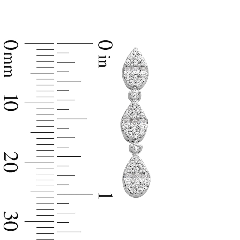 Main Image 3 of 0.50 CT. T.W. Pear-Shaped Multi-Diamond Linear Drop Earrings in Sterling Silver