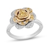 Enchanted Disney Belle Yellow Sapphire and 0.23 CT. T.W. Diamond Rose Ring in Sterling Silver and 10K Gold