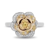 Enchanted Disney Belle Yellow Sapphire and 0.23 CT. T.W. Diamond Rose Ring in Sterling Silver and 10K Gold