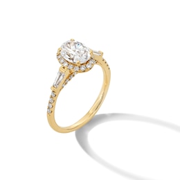 1.50 CT. T.W. Oval Certified Lab-Created Diamond Frame Collar Engagement Ring in 14K Gold (F/VS2)