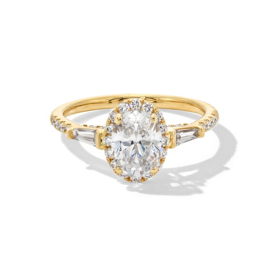 1.50 CT. T.W. Oval Certified Lab-Created Diamond Frame Collar Engagement Ring in 14K Gold (F/VS2)