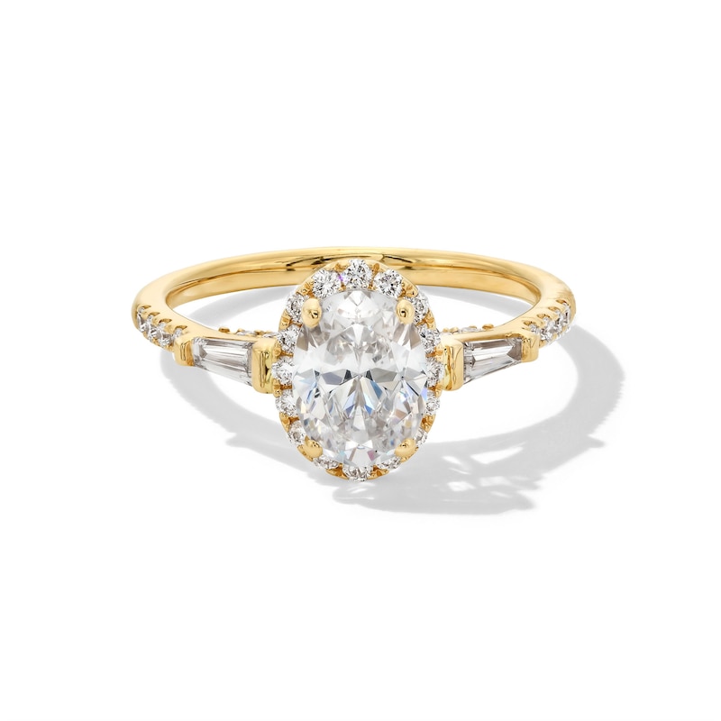 1.50 CT. T.W. Oval Certified Lab-Created Diamond Frame Collar Engagement Ring in 14K Gold (F/VS2)