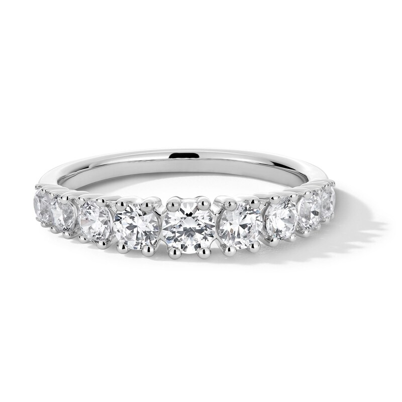 Main Image 1 of 1.00 CT. T.W. Certified Lab-Created Diamond Graduated Nine Stone Anniversary Band in 14K White Gold (F/VS2)