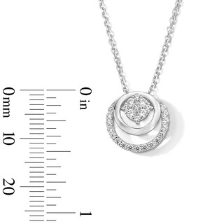 0.23 CT. T.W. Multi-Diamond Double Frame Pendant in Sterling Silver