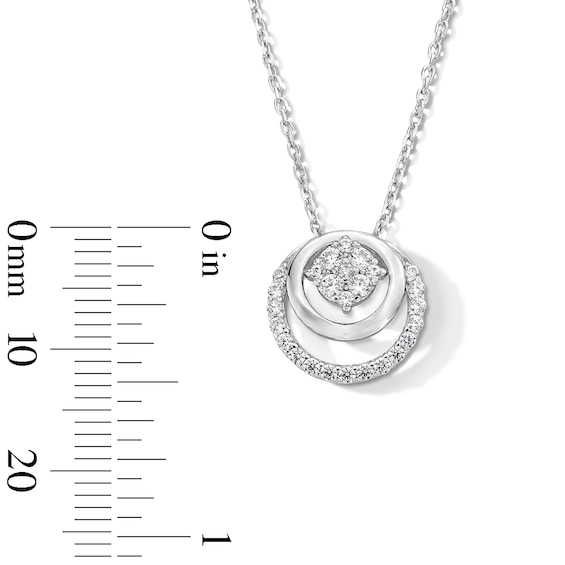 0.23 CT. T.W. Multi-Diamond Double Frame Pendant in Sterling Silver