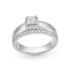 Thumbnail Image 1 of 0.75 CT. T.W. Princess-Cut Canadian Certified Diamond Cushion Frame Engagement Ring in 10K White Gold (I/I1)