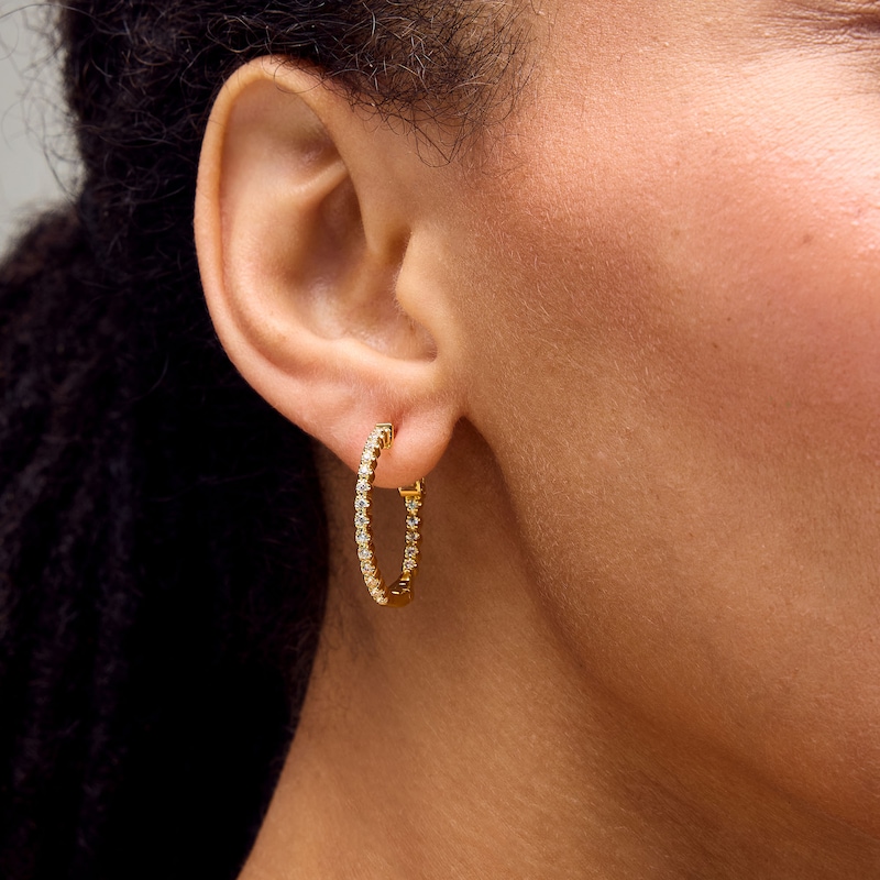 CT. T.W. Certified Lab-Created Diamond Inside-Out Hoop Earrings in Sterling Silver with 10K Gold Plate (I/SI2