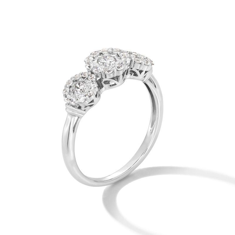 Main Image 3 of 0.50 CT. T.W. Diamond Frame Past Present Future® Engagement Ring in 10K White Gold