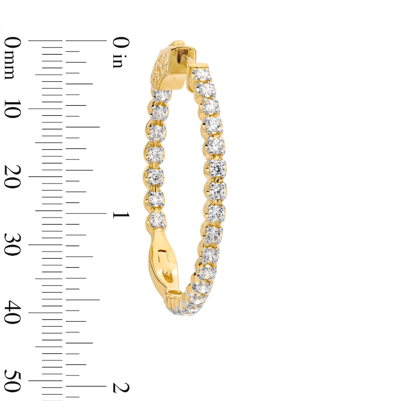 Main Image 3 of 1.00 CT. T.W. Certified Lab-Created Diamond Inside-Out Hoop Earrings in Sterling Silver with 10K Gold Plate (I/SI2)