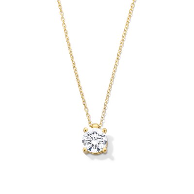 CT. Certified Lab-Created Diamond Solitaire Pendant in Sterling Silver with 10K Gold Plate (I/SI2