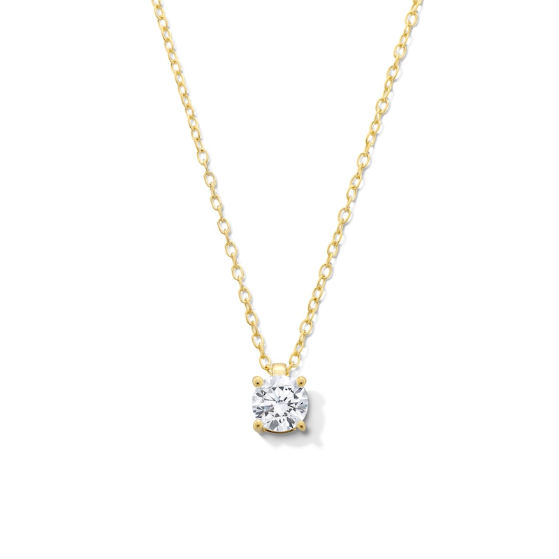 Main Image 1 of 0.50 CT. Certified Lab-Created Diamond Solitaire Pendant in Sterling Silver with 10K Gold Plate (I/SI2)